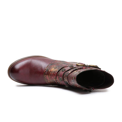 Retro Handmade Painted Buckle Flat Shoes