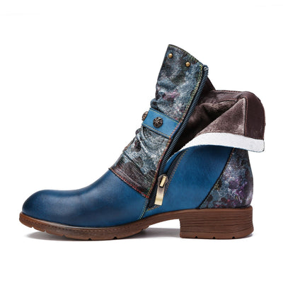 Retro Handmade Painted Buckle Flat Shoes