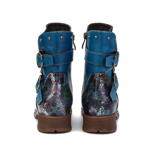 Retro Handmade Painted Buckle Flat Shoes